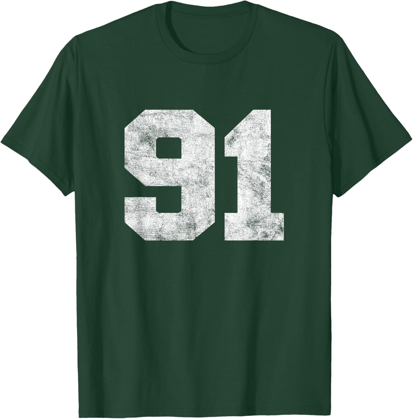 Vintage Lucky Number 91 Birthday Sports Player Team Athlete T-Shirt - T-Shirt | Forest