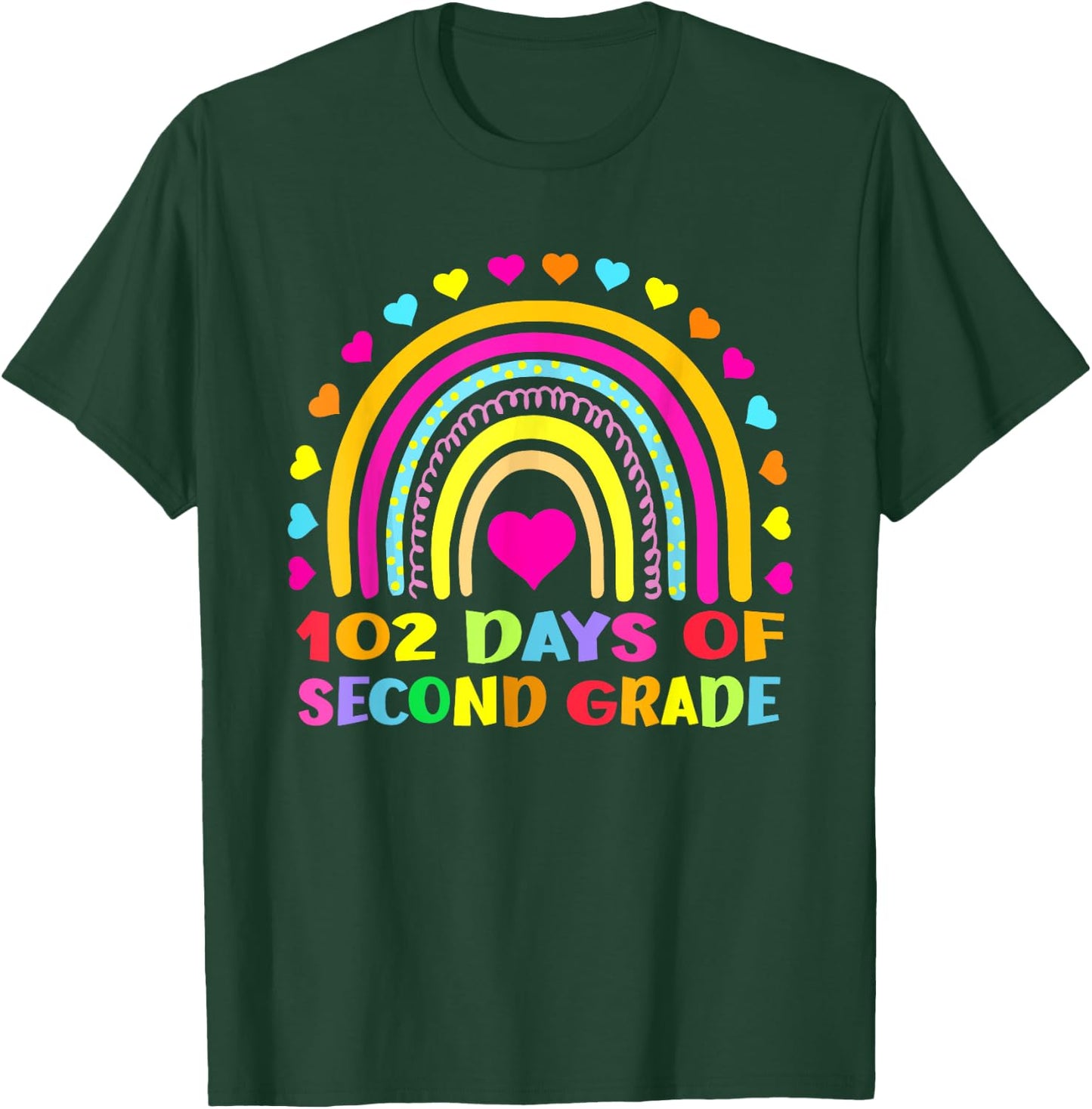 102 Day Of 2nd Grade Rainbow 102 Days Of Second Grade T-Shirt - T-Shirt | Forest
