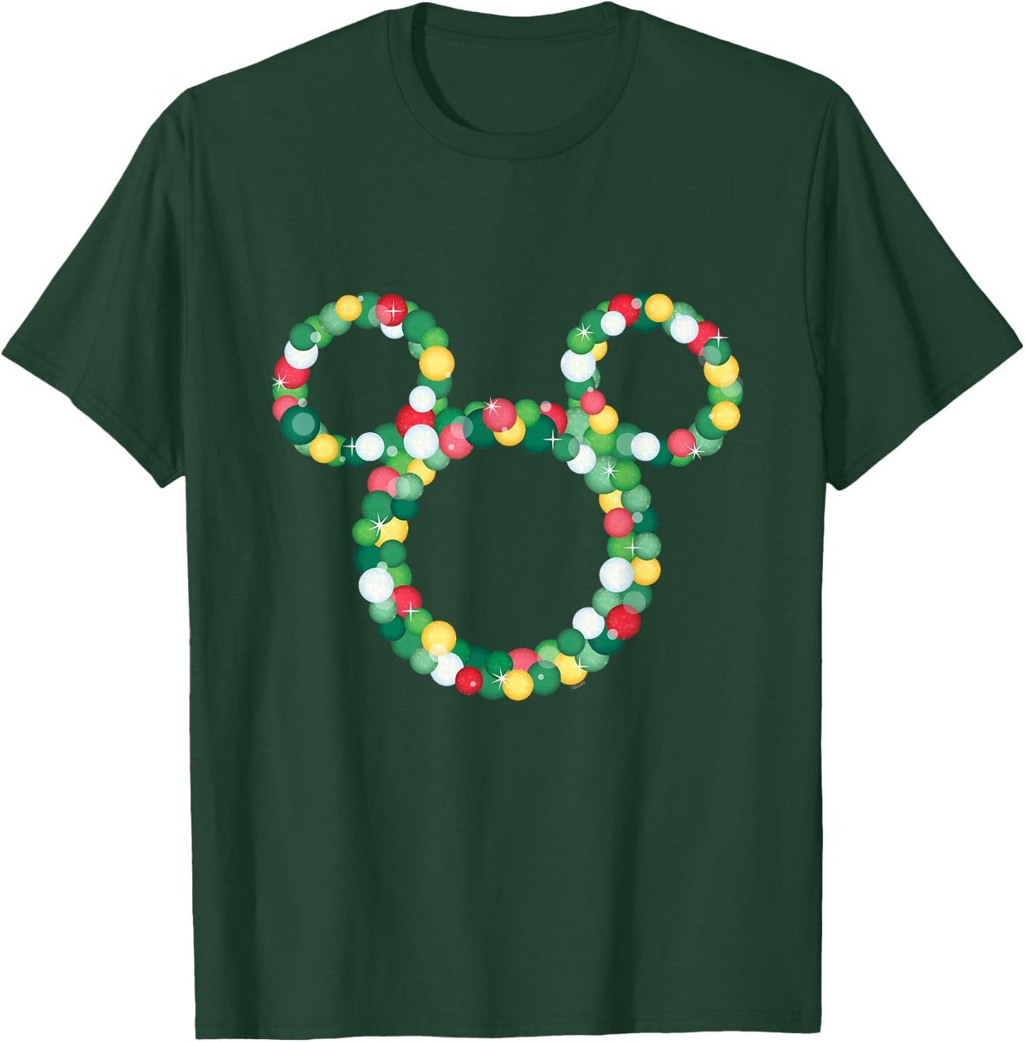Disney Mickey Mouse Icon Holiday Christmas Ornament Wreath T-Shirt - T-Shirt | Forest