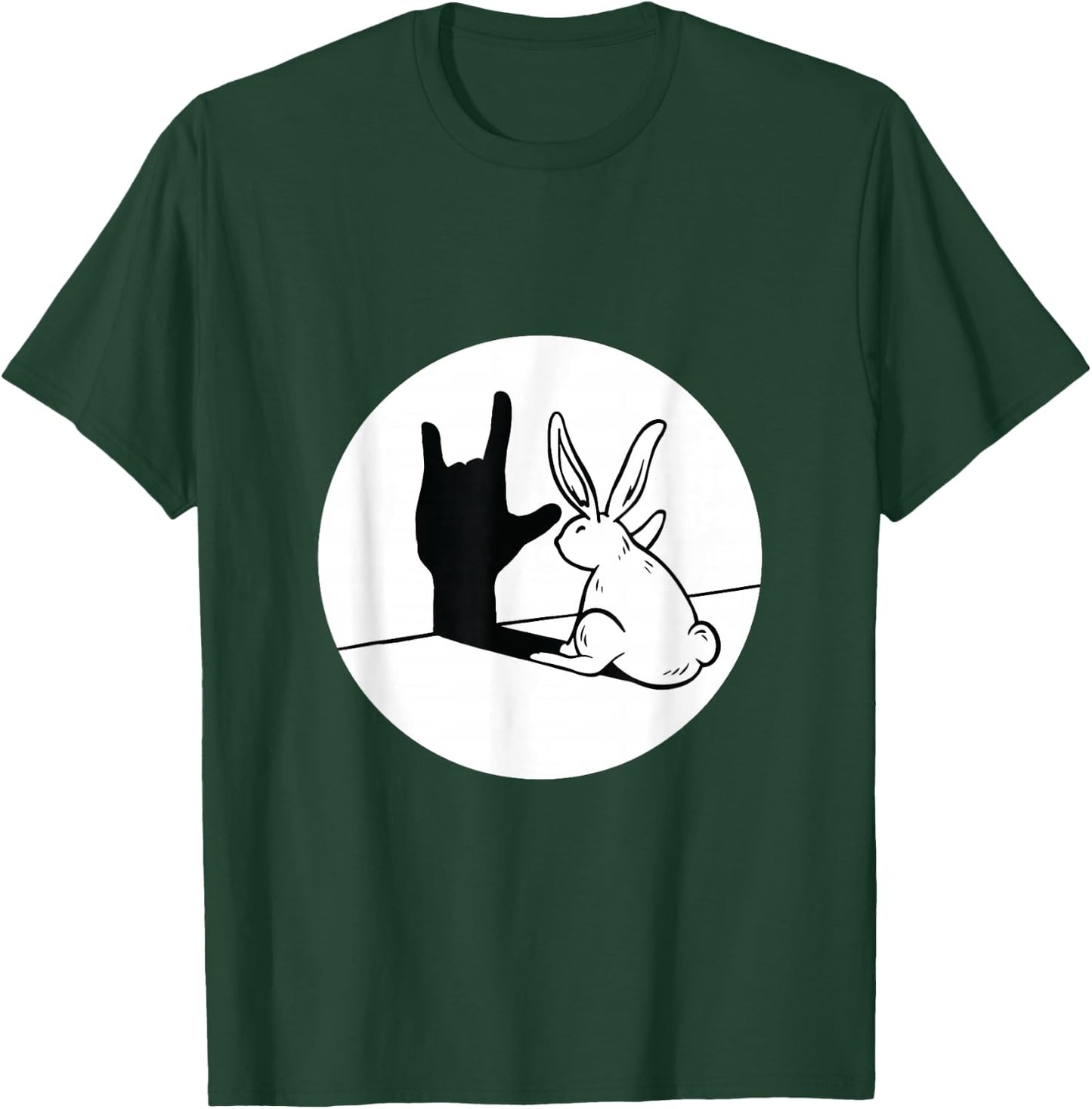 ILY Rabbit ASL Hand Gesture Deaf Hearing Loss Awareness T-Shirt - T-Shirt | Forest