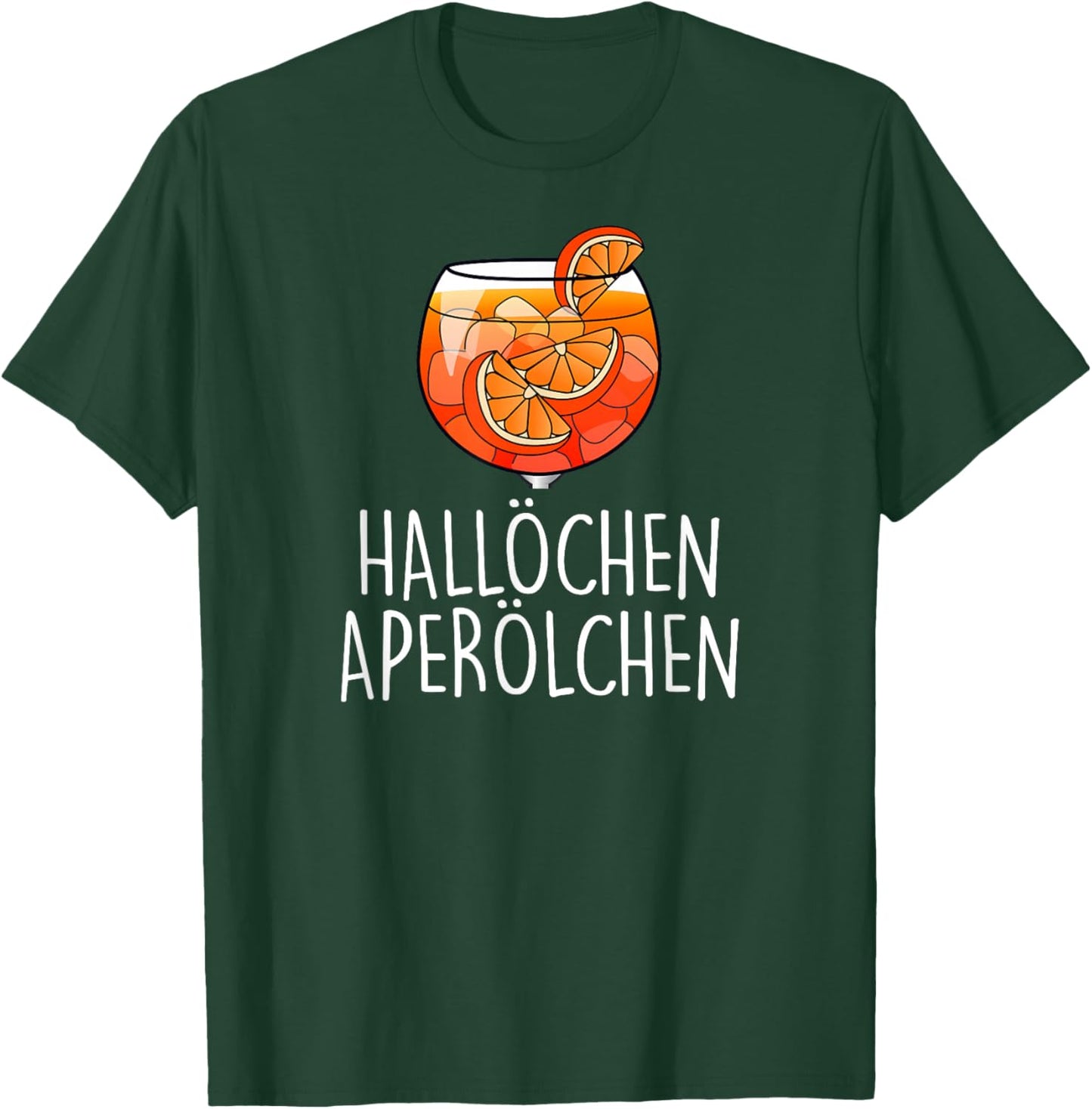 with German Text "HALLÖCHEN APERÖLCHEN X NEW! Delicious Aperoli Feeling Spritzy", black T-Shirt - T-Shirt | Forest
