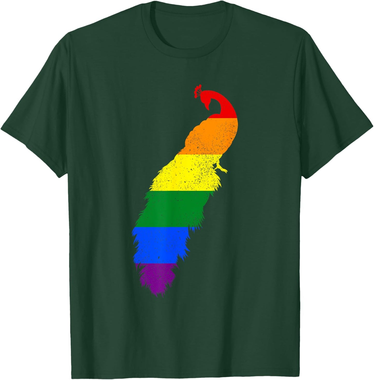 Peacock Gay Pride LGBTQ Supporter Fans Rainbow Ally T-Shirt - T-Shirt | Forest