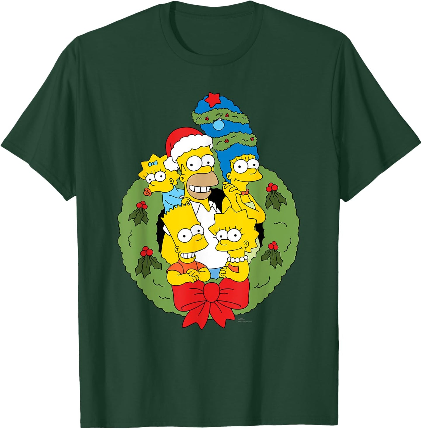 The Simpsons Holiday Family Christmas Wreath , Black, S T-Shirt - T-Shirt | Forest