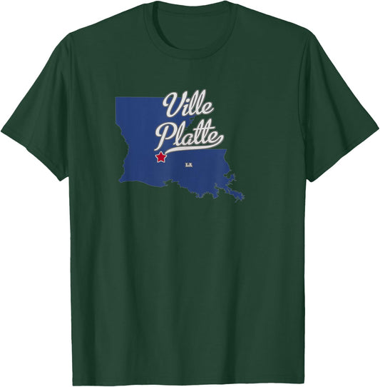 Ville Platte Louisiana LA Map T-Shirt - T-Shirt | Forest