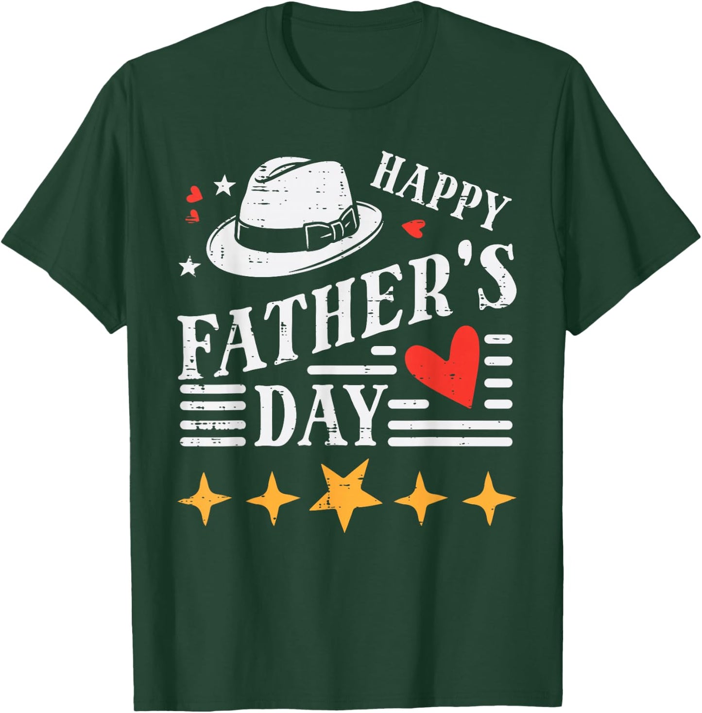Happy Fathers Day Hat Heart Vintage Dad Papa Grandpa Daddy T-Shirt - T-Shirt | Forest