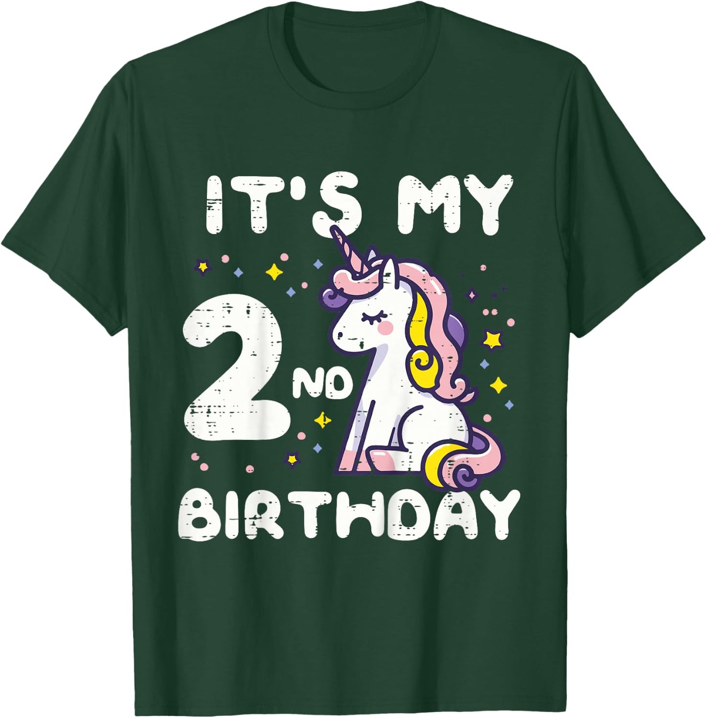 Its My 2nd Birthday Unicorn 2 Year Bday Toddler Girls Kids T-Shirt - T-Shirt | Forest