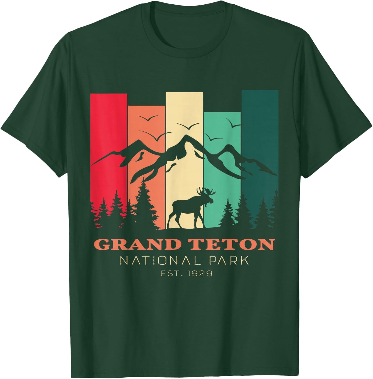 Vintage Grand Teton National Park for kids Hiking Camping T-Shirt - T-Shirt | Forest