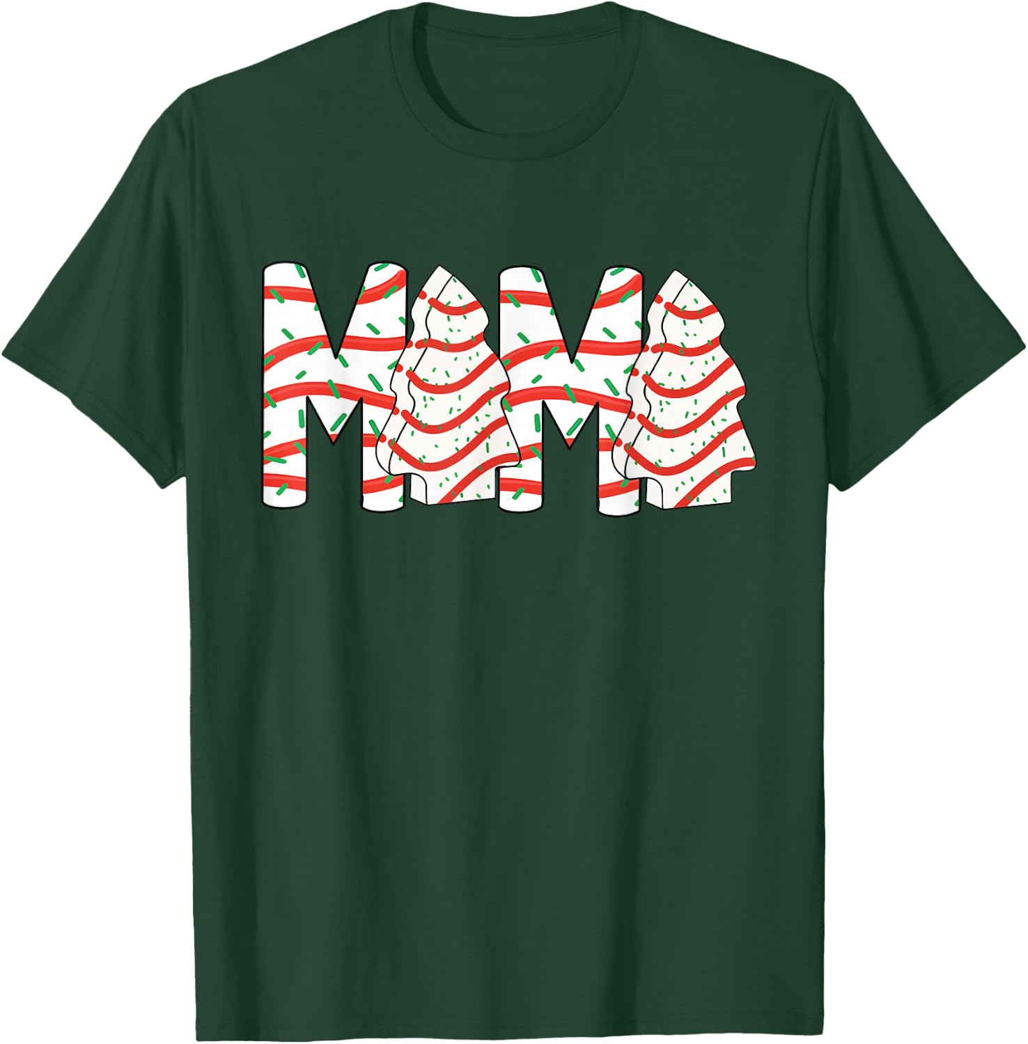 Mama Christmas Tree Cake Winter Holiday Xmas Women Costume T-Shirt - T-Shirt | Forest