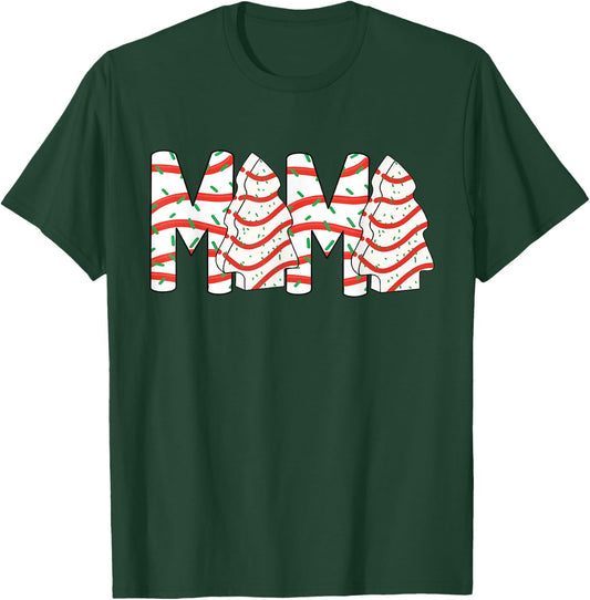 Mama Christmas Tree Cake Winter Holiday Xmas Women Costume T-Shirt - T-Shirt | Forest