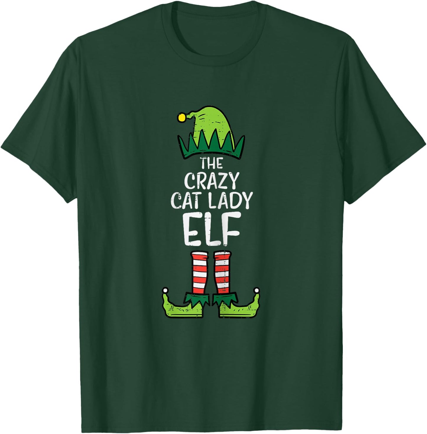 Crazy Cat Lady Elf Matching Christmas Family Women T-Shirt - T-Shirt | Forest