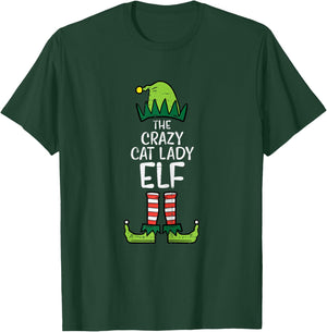 Crazy Cat Lady Elf Matching Christmas Family Women T-Shirt - T-Shirt | Forest