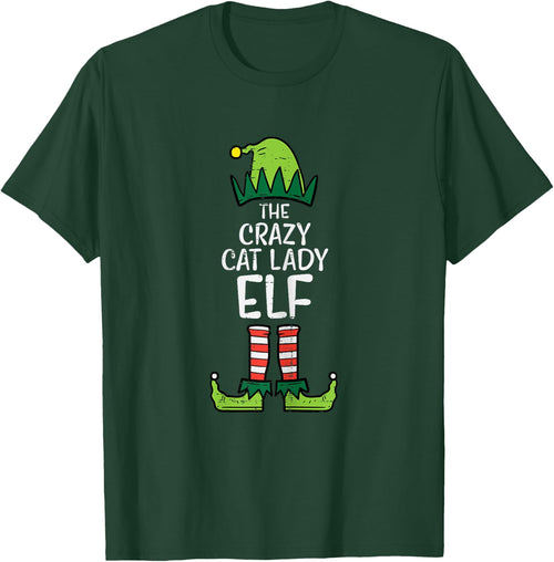 Crazy Cat Lady Elf Matching Christmas Family Women