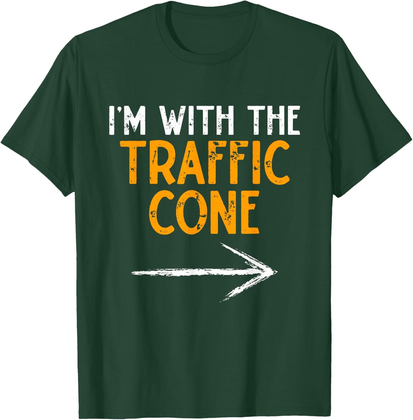 I'm With The Traffic Cone Costume Halloween Couple Matching T-Shirt - T-Shirt | Forest