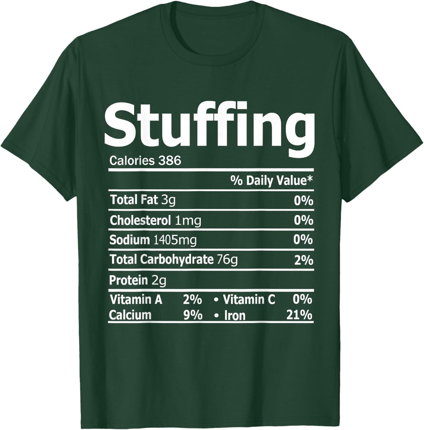 Stuffing Nutrition Facts Thanksgiving Dinner Nutrition Facts T-Shirt - T-Shirt | Forest