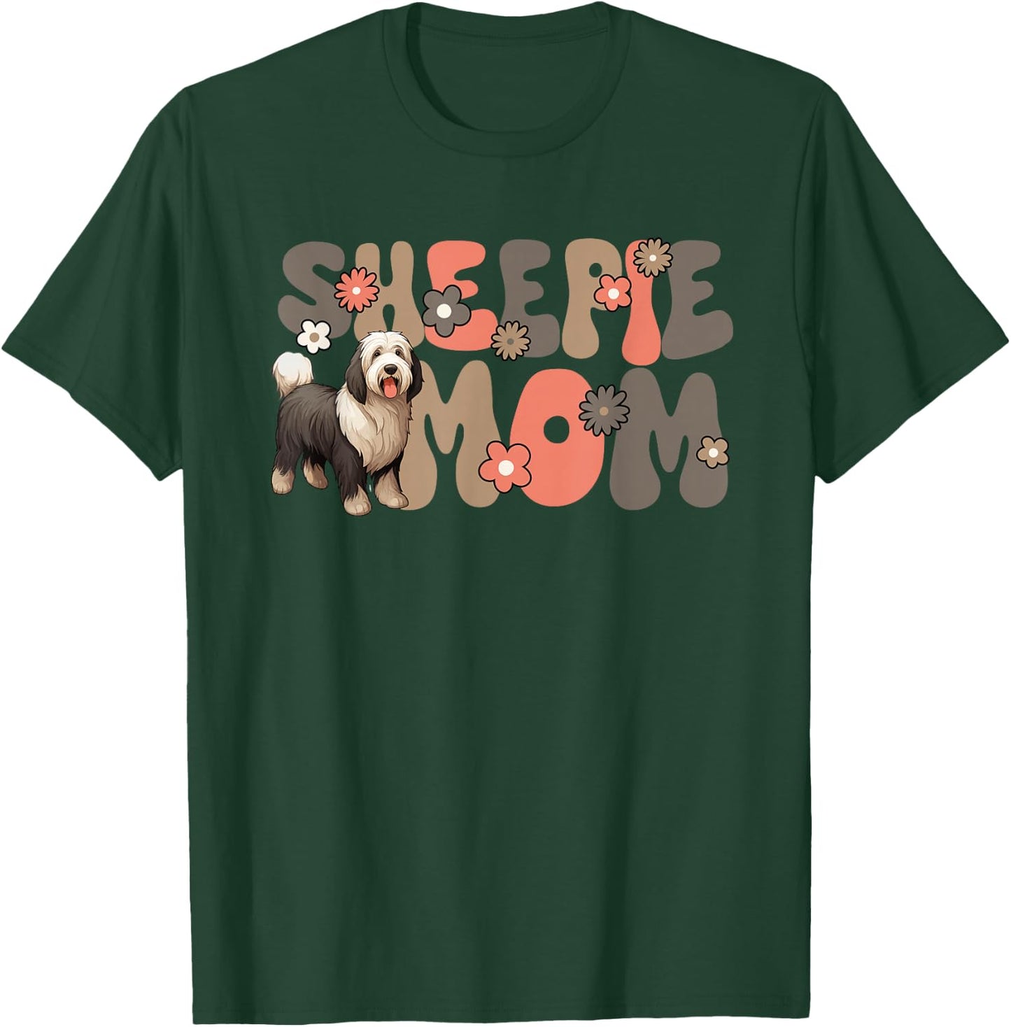 Old English Sheepdog Groovy World's Best Sheepie Mom T-Shirt - T-Shirt | Forest