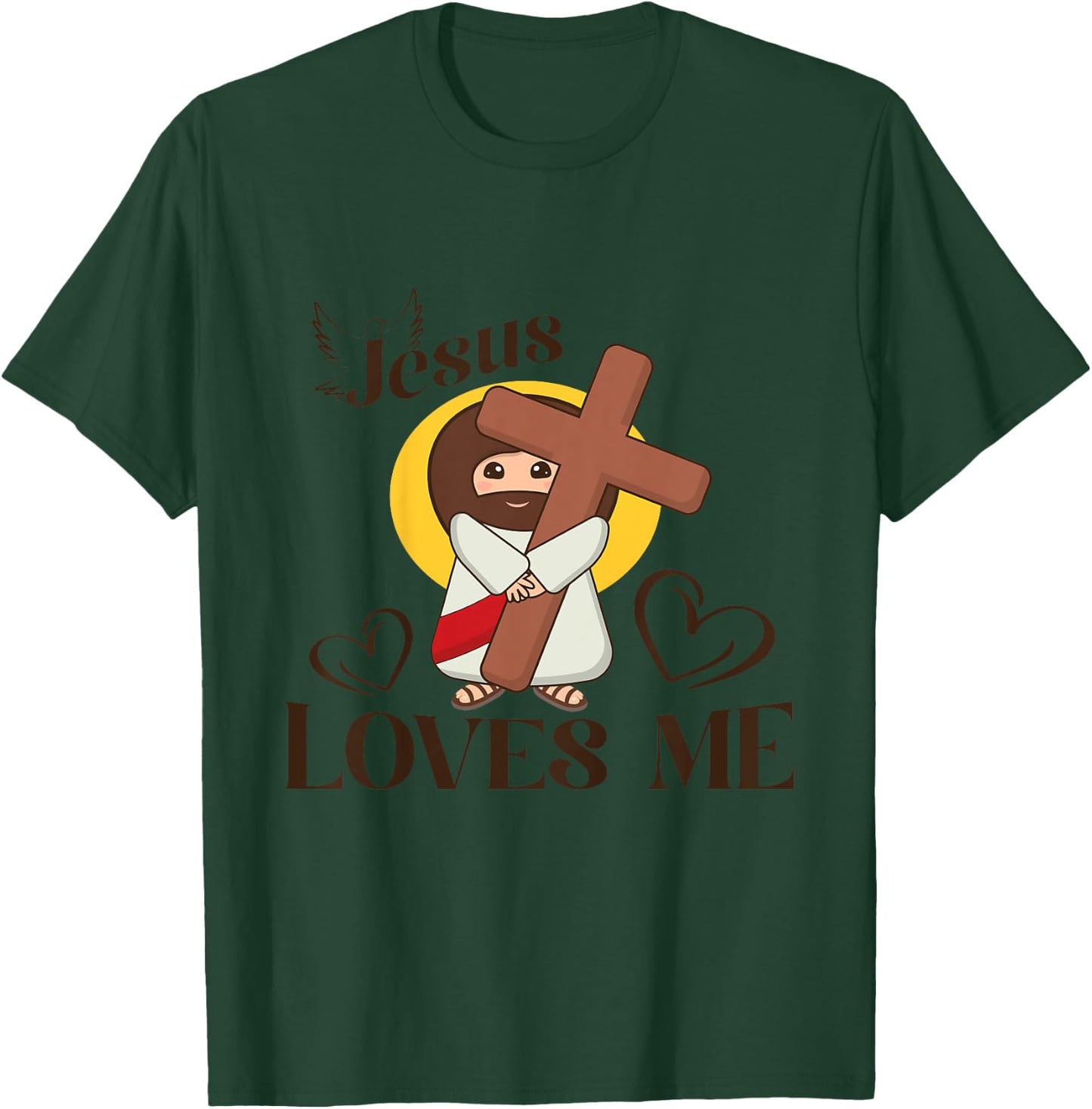Kids Christian Jesus Loves Me, Christian God Lover T-Shirt - T-Shirt | Forest