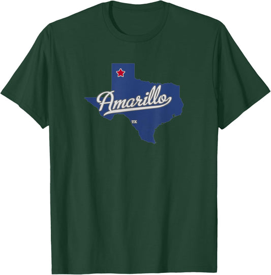 Amarillo Texas TX Map T-Shirt - T-Shirt | Forest