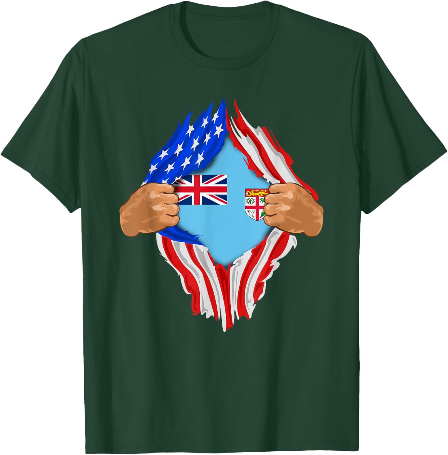 Fijian Blood Inside Me | Fiji Flag Gift T-Shirt - T-Shirt | Forest