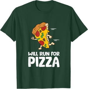 Will Run For Pizza Funny Pizza Running T-Shirt - T-Shirt | Forest
