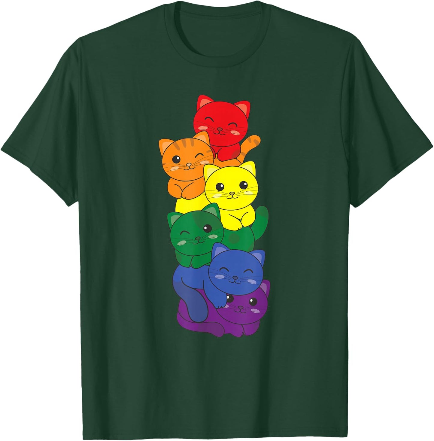 Rainbow Flag Pride Month LGBTQ Rainbow Cat T-Shirt - T-Shirt | Forest