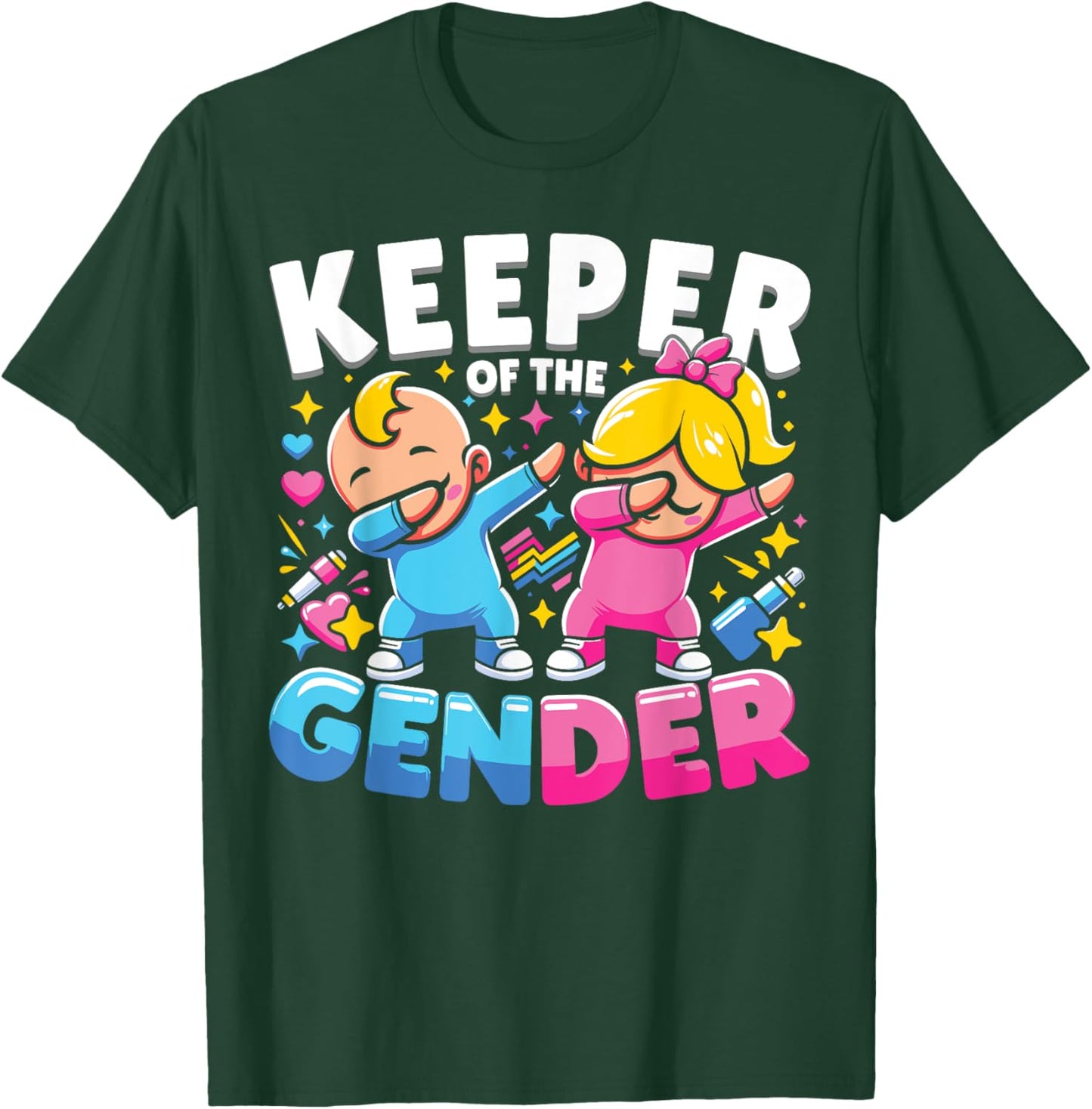 Keeper of The Gender Cute Gender Reveal Party T-Shirt - T-Shirt | Forest