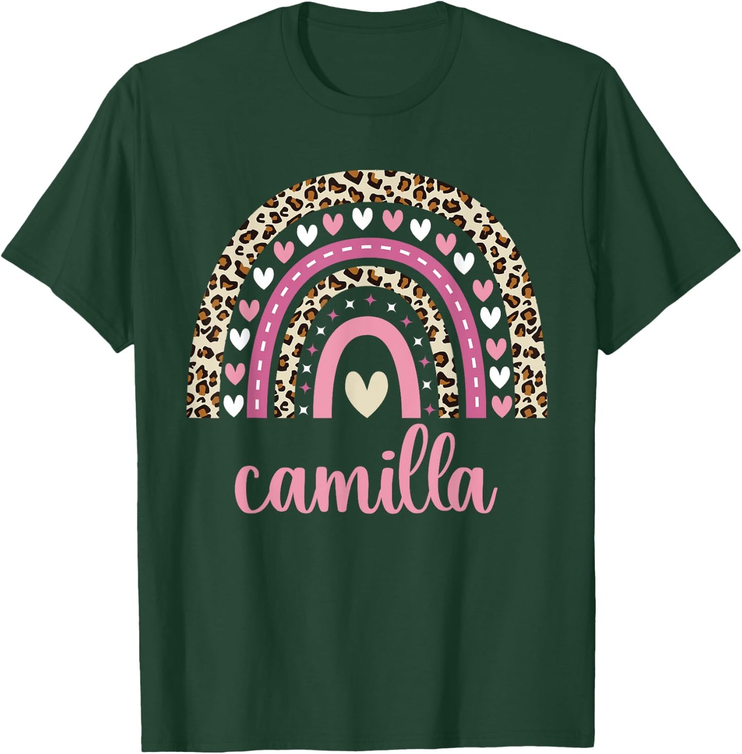 Camilla Rainbow Leopard Personalized Camilla Birthday T-Shirt - T-Shirt | Forest