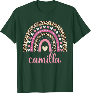 Camilla Rainbow Leopard Personalized Camilla Birthday T-Shirt - T-Shirt | Forest