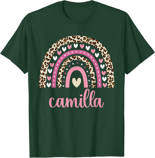 Camilla Rainbow Leopard Personalized Camilla Birthday T-Shirt - T-Shirt | Forest