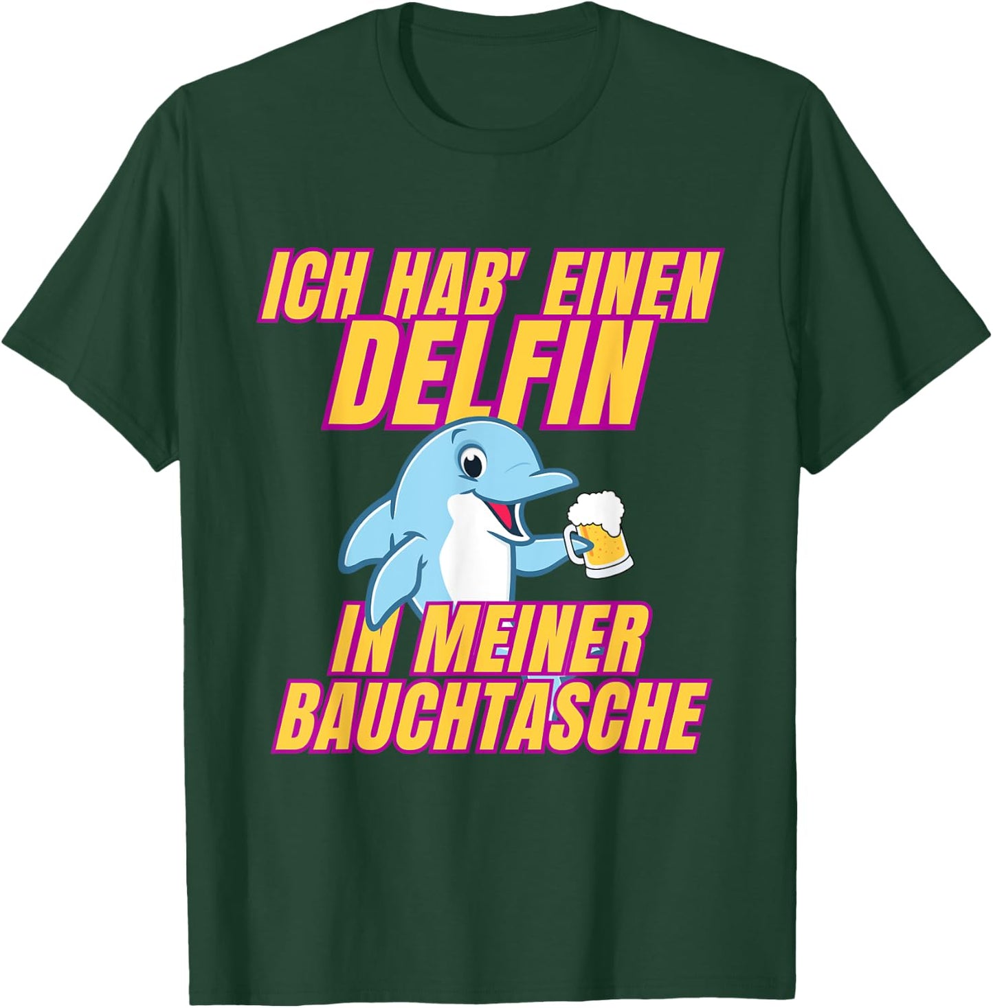 Delfin in meiner Bauchtasche Party Outfit Sommer Mallorca T-Shirt - T-Shirt | Forest