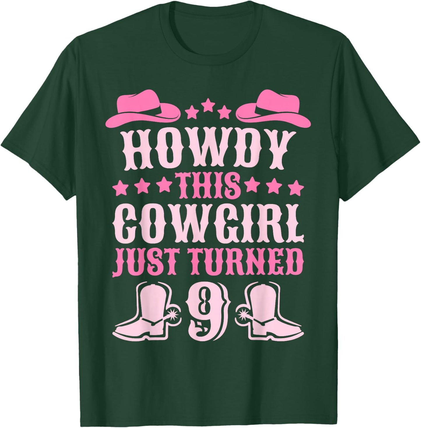 9yr Birthday Cowgirl Western 9 Year Old Girl 9th Birthday T-Shirt - T-Shirt | Forest