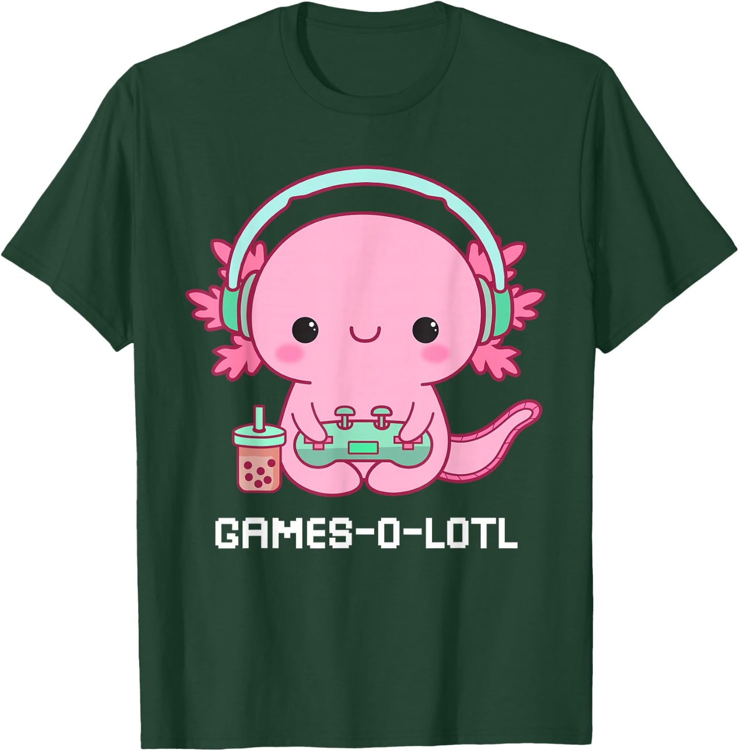 Gamesalotl Axolotl Cute Kawaii Fisch Spielen Videospiele Mädchen T-Shirt - T-Shirt | Forest