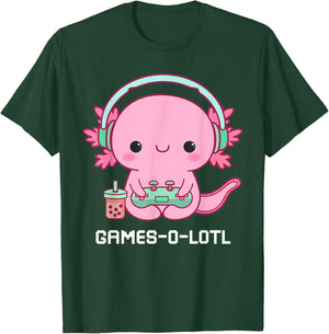 Gamesalotl Axolotl Cute Kawaii Fisch Spielen Videospiele Mädchen T-Shirt - T-Shirt | Forest