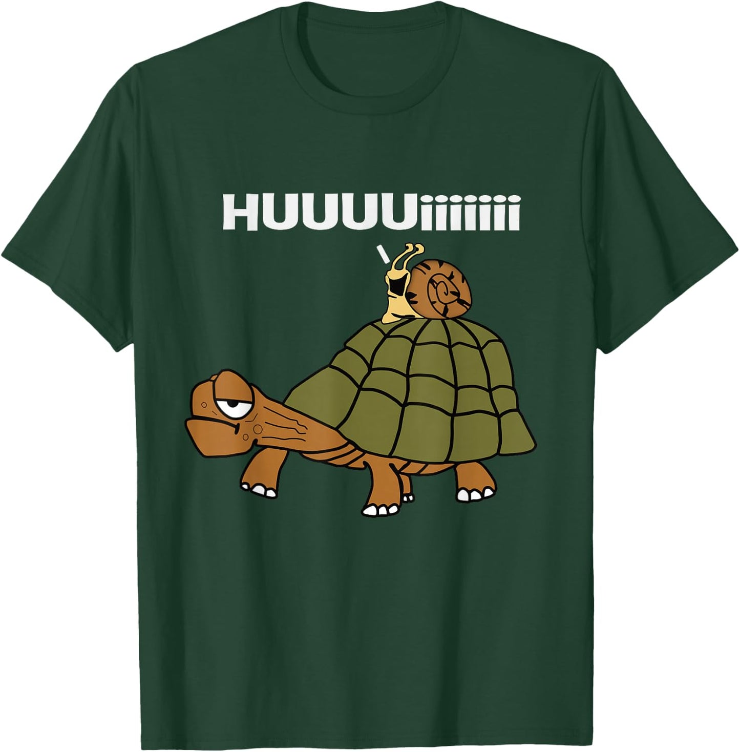 Huuuuuiiii Funny Combination Turtle / Snail , black T-Shirt - T-Shirt | Forest