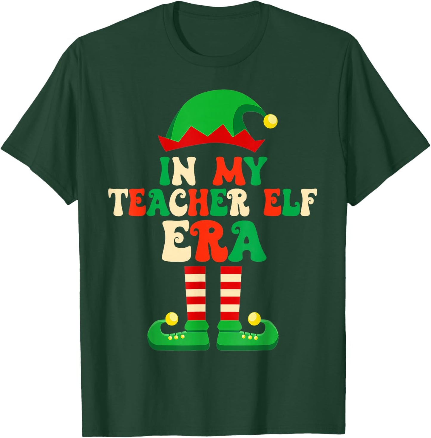 In My Teacher Elf Era Matching Family Christmas Party Pajama T-Shirt - T-Shirt | Forest