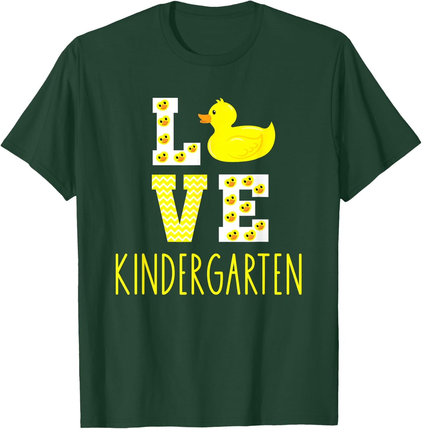 Love Kindergarten Back To School Yellow Duck Kinder Teacher T-Shirt - T-Shirt | Forest