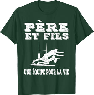 Father and Son Rugby Dad Rugbyman Fathers Day T-Shirt - T-Shirt | Forest