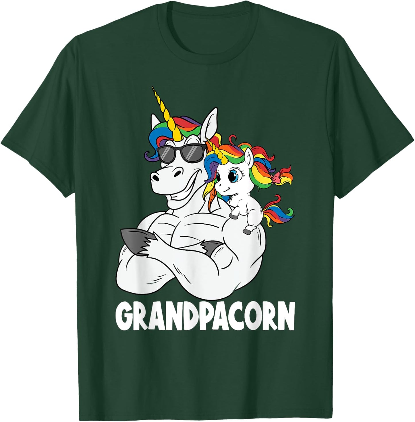 Muscle Grandpa Unicorn Old Pops Grandpacorn Grandfather T-Shirt - T-Shirt | Forest