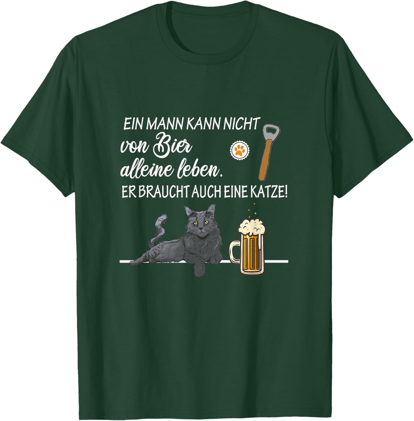Funny Beer and Cats Slogan Men Alone Live Dad , black T-Shirt - T-Shirt | Forest