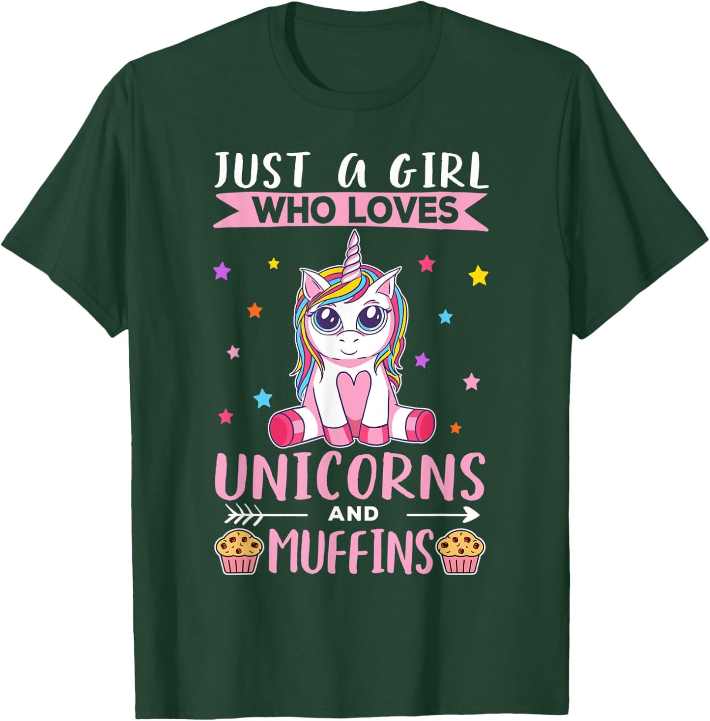 Just A Girl Who Loves Unicorns And Muffins Unicorn T-Shirt - T-Shirt | Forest