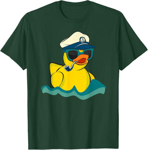 Vintage Yellow Rubber Duck Boat The Captain Duckie Sailor T-Shirt - T-Shirt | Forest