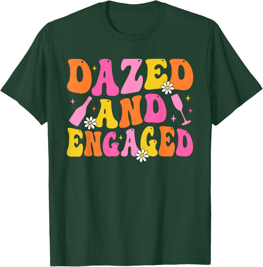 Dazed & Engaged Groovy Team Bride Bachelorette Party T-Shirt - T-Shirt | Forest