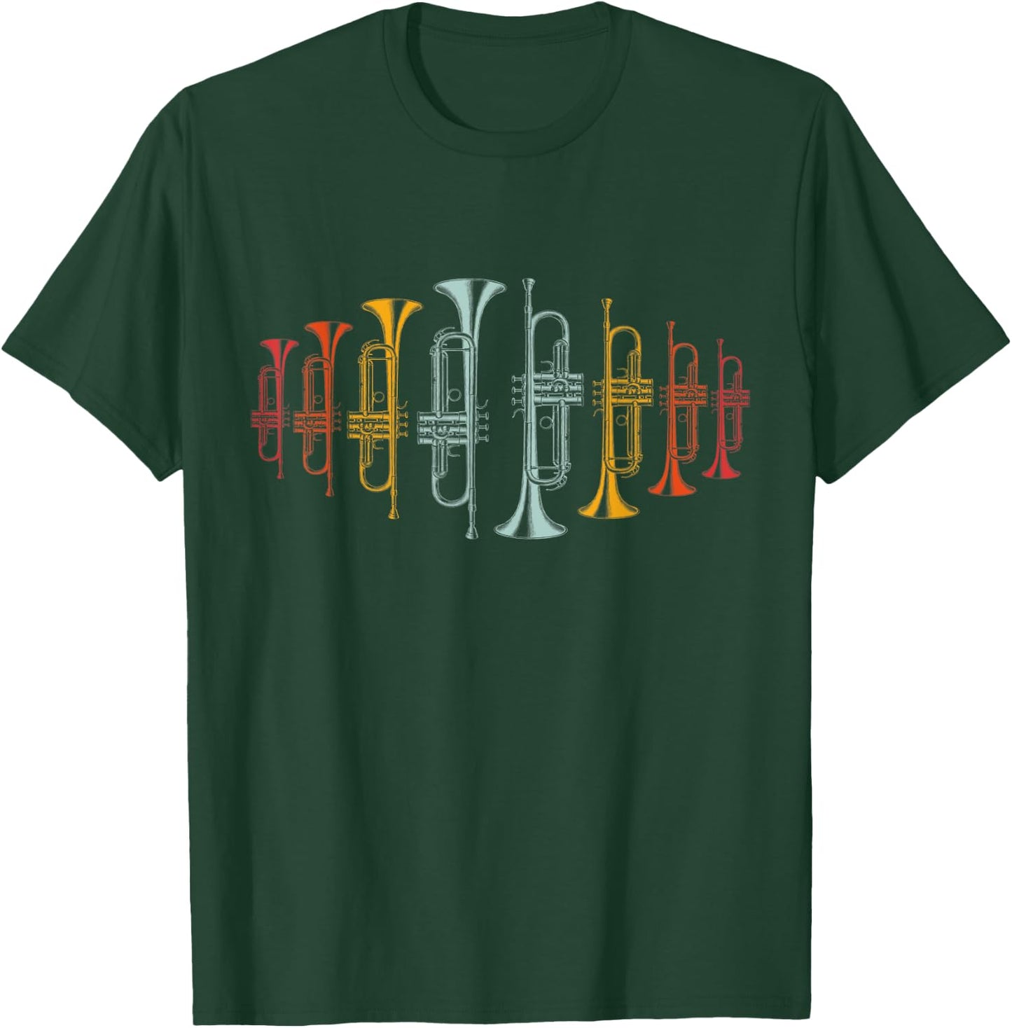 Trumpeter Gift Retro Jazz Music Trumpet T-Shirt - T-Shirt | Forest