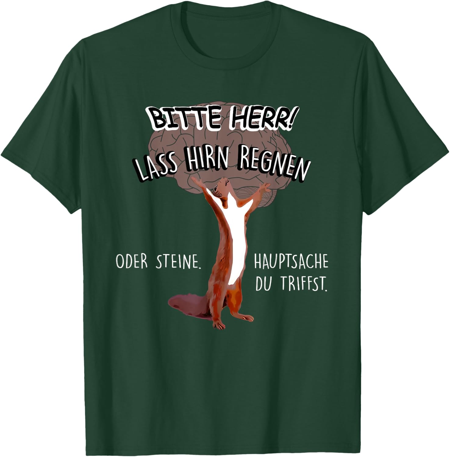 Bitte Herr Lass Hirn Regnen Oder Steine Hauptsache T-Shirt - T-Shirt | Forest