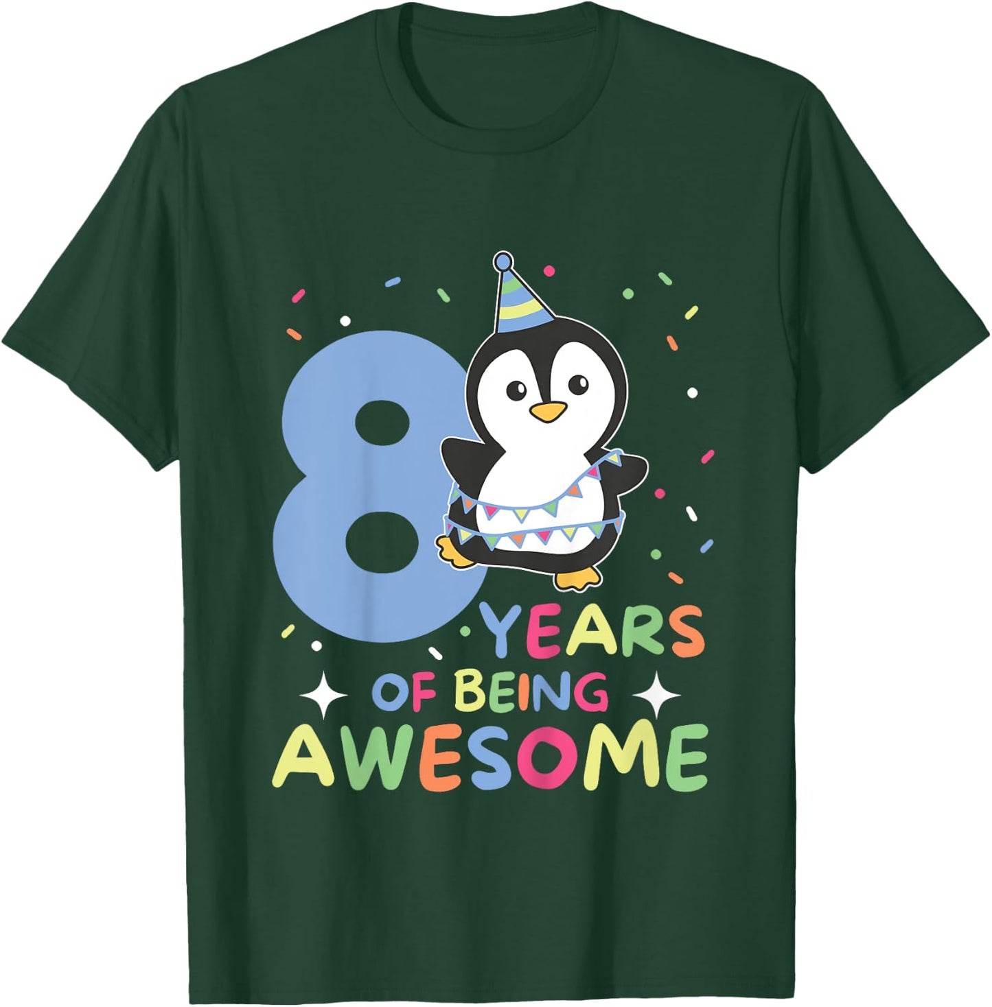 8th Birthday Penguin For Children Eight Years Old T-Shirt - T-Shirt | Forest