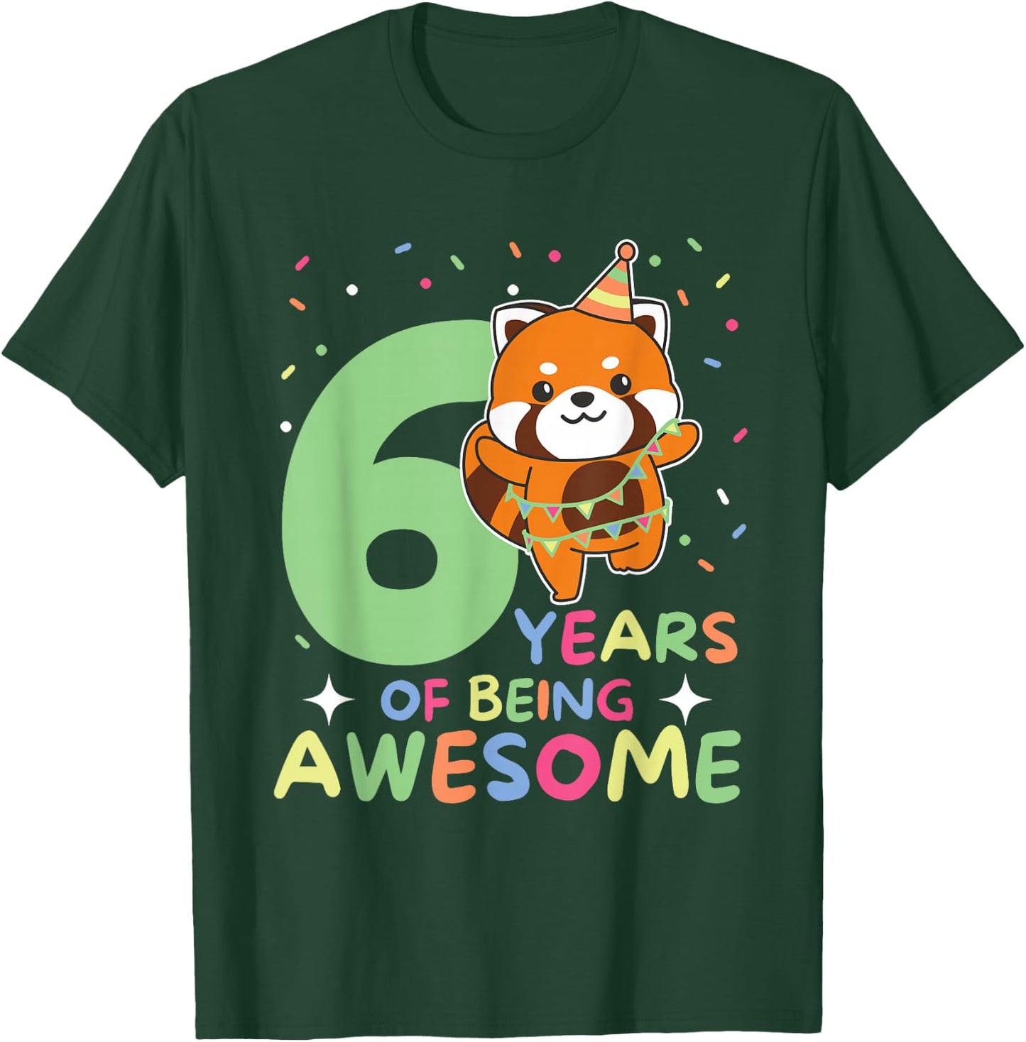 Red Panda 6th Birthday Kids Six Year Old Red Panda T-Shirt - T-Shirt | Forest