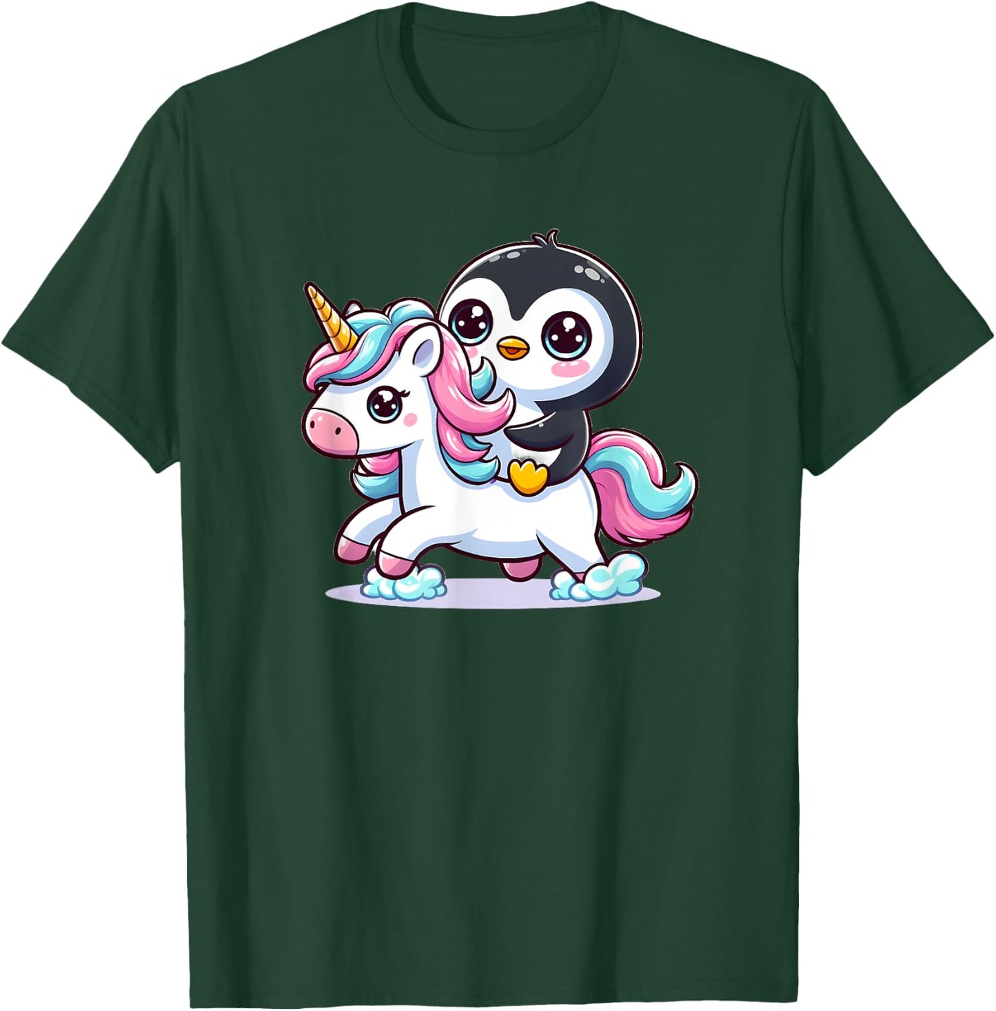 Penguin Riding Unicorn T-Shirt - T-Shirt | Forest