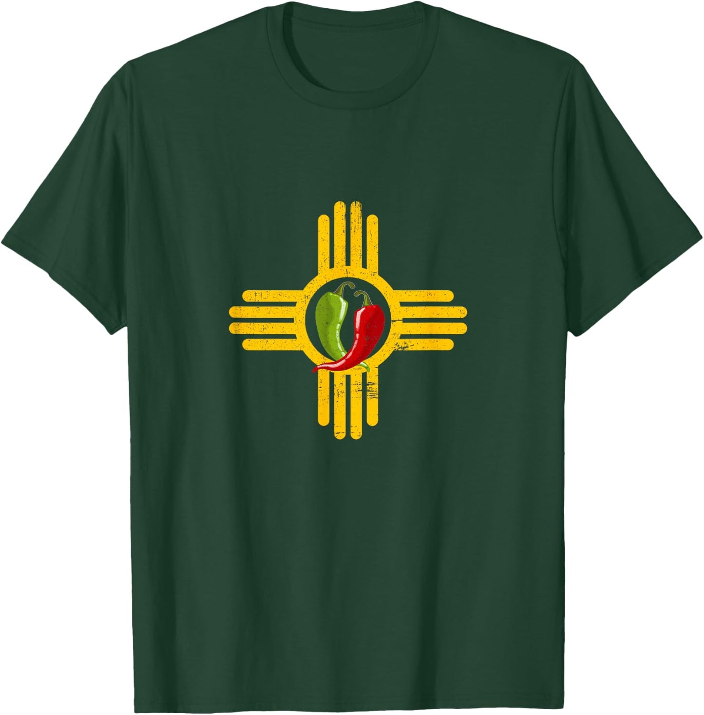 New Mexico Southwest Zia with Red and Green Chile T-Shirt - T-Shirt | Forest