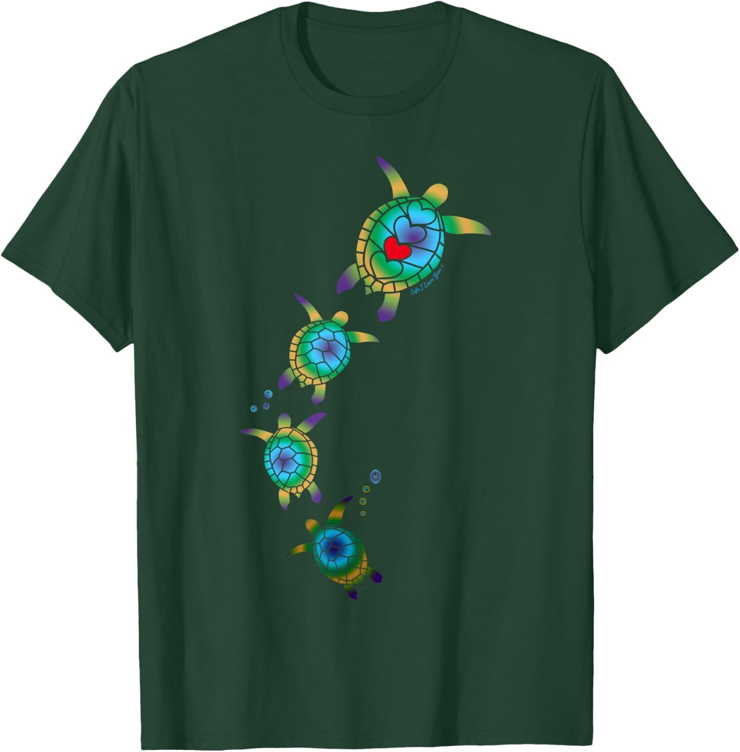Beautiful Nautical Tropical Swimming Sea Turtles T-Shirt - T-Shirt | Forest