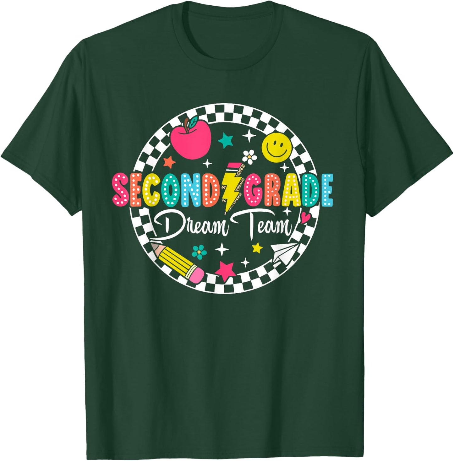 Second Grade Dream Team Bruh Back To School Tour (ON BACK) T-Shirt - T-Shirt | Forest