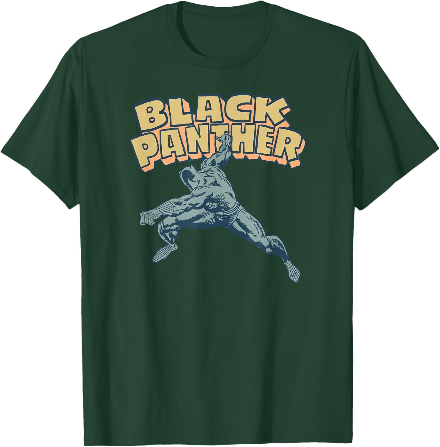 Amazon Essentials Men's MARVEL BLACK PANTHER COMIC POSE , Black, Small T-Shirt - T-Shirt | Forest